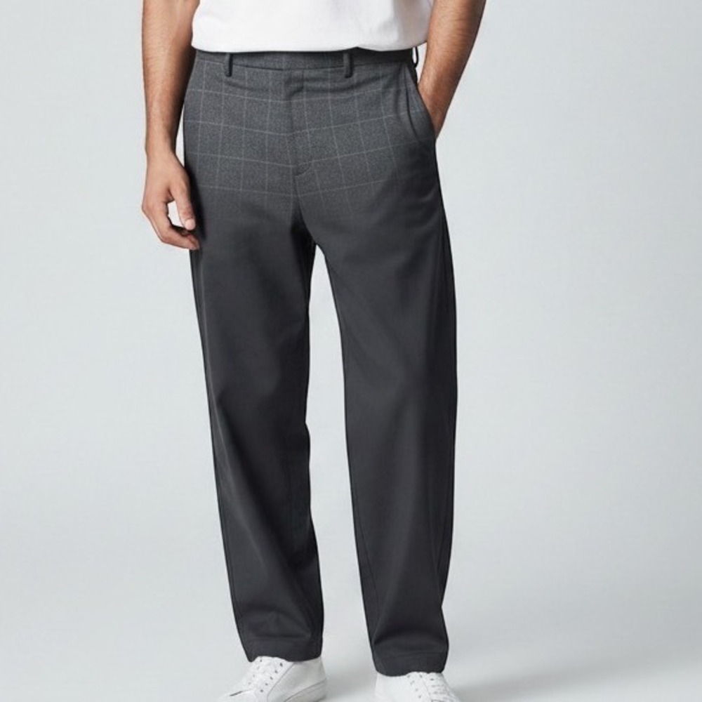 Banana Republic Dress Pants Mens 34x32 Grey Wool Italian Fabric Windowpane Check